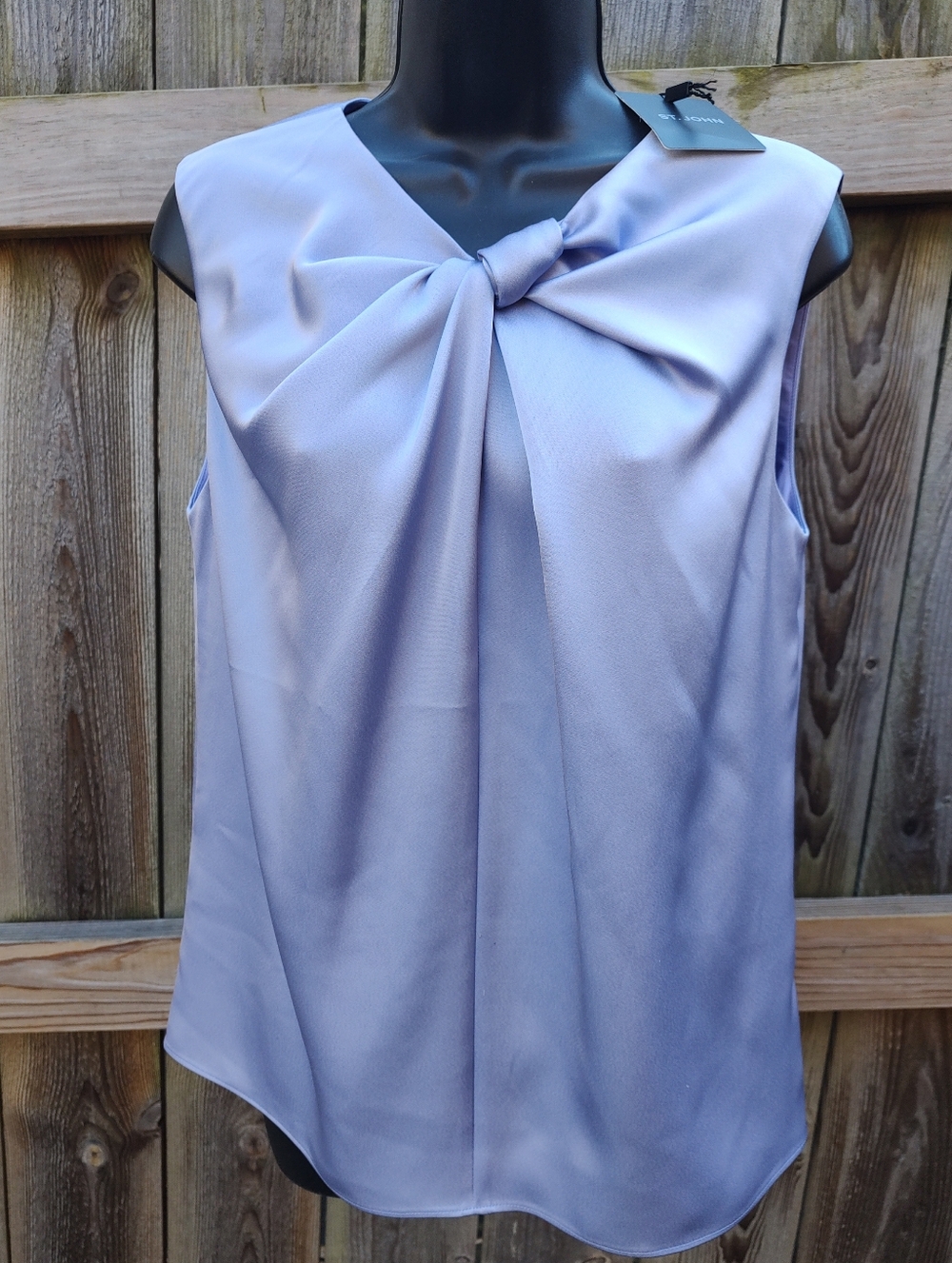 🏵️ St John Lilac Purple Luxury Designer Satin Sleeveless Blouse NWT